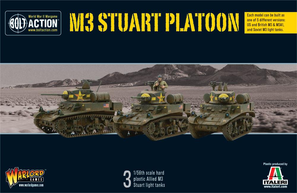 Bolt Action M3 Stuart Platoon box front, flat view