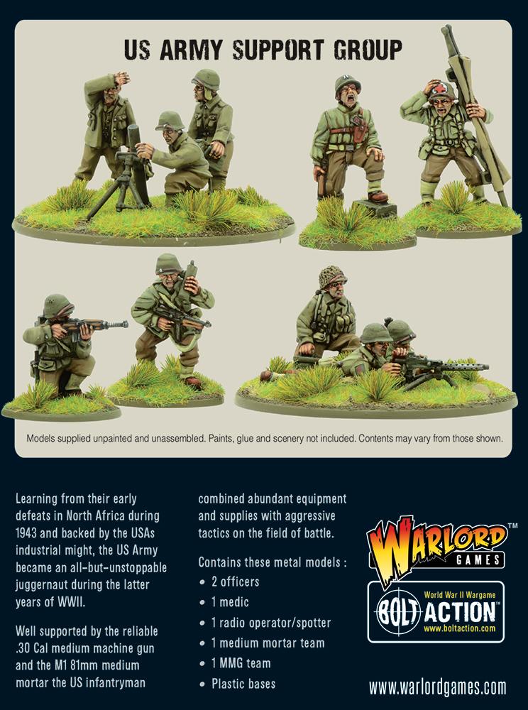 Bolt Action US Army Support Group (HQ, Mortar & MMG) Warlord Games