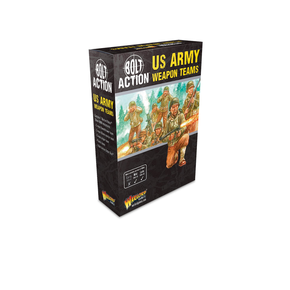 The same weapons teams in the newer Bolt Action box, contents printed on the side