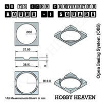 Round to Square Bases Shape and Size Converters 3d Print Full Range
