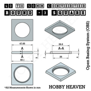 Round to Square Bases Shape and Size Converters 3d Print Full Range