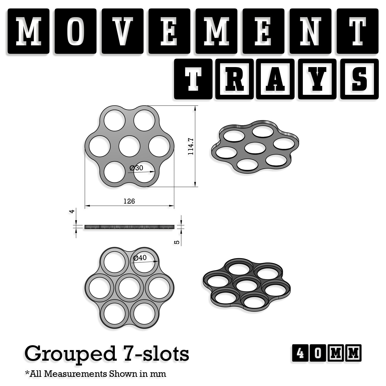 40mm Movement Trays for Miniatures | Tabletop Wargames Compatible | Full Range