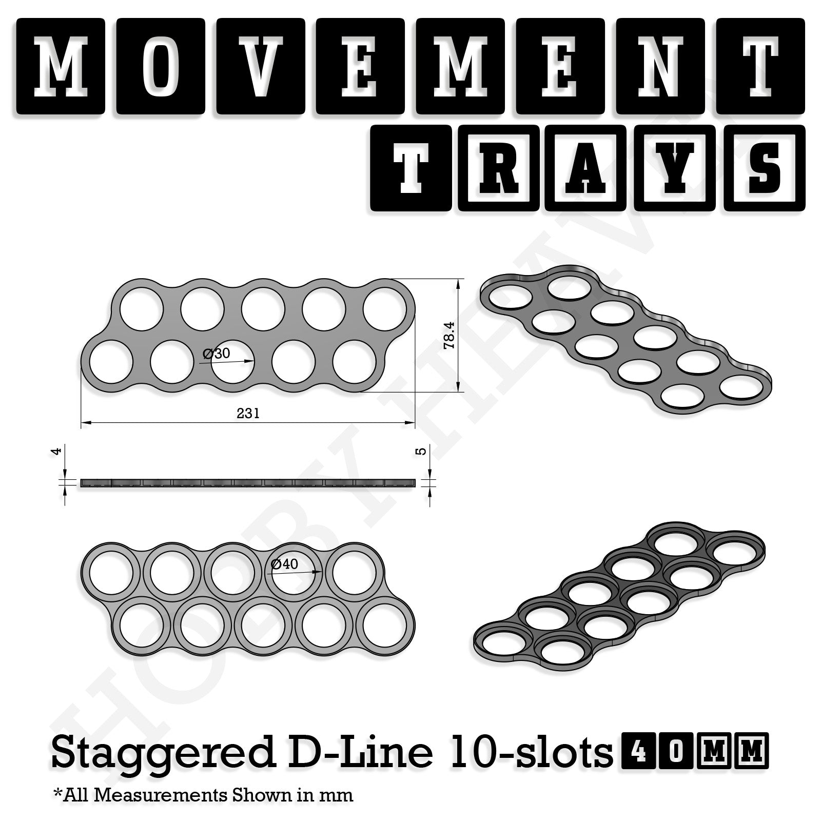 40mm Movement Trays for Miniatures | Tabletop Wargames Compatible | Full Range