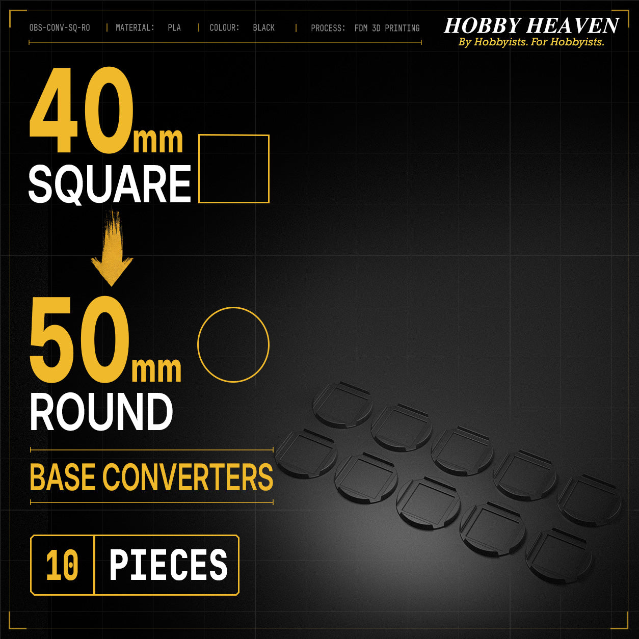 Square to Round Base Converters 3D Print Full Range