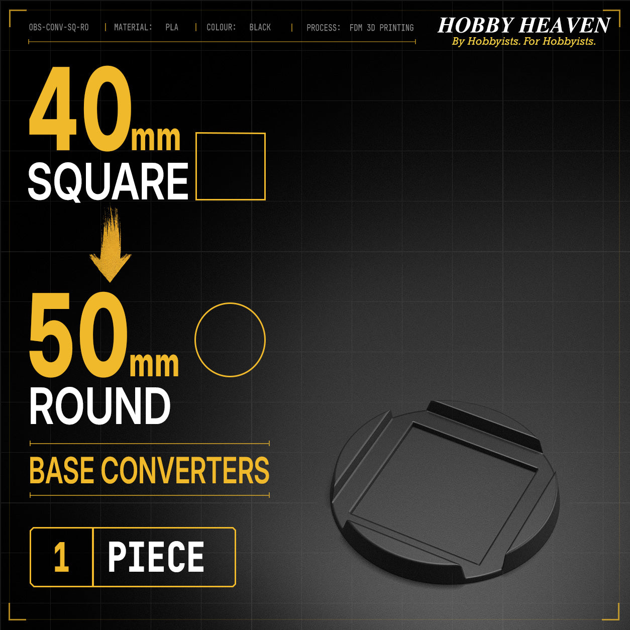 Square to Round Base Converters 3D Print Full Range