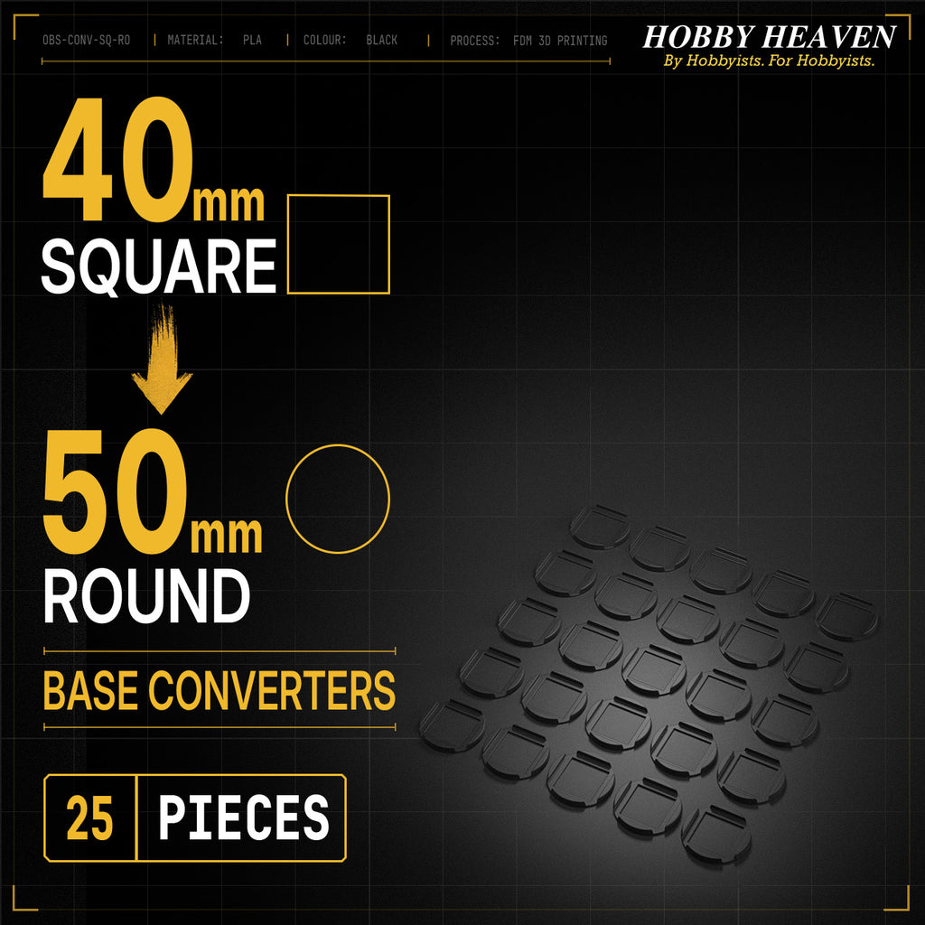 Square to Round Base Converters 3D Print Full Range