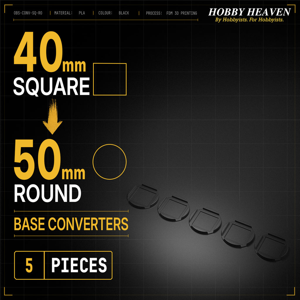 Square to Round Base Converters 3D Print Full Range