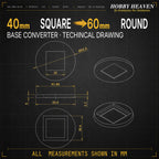 Square to Round Base Converters 3D Print Full Range
