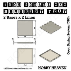 Square and Rectangle Movement Trays for Tabletop Games | Warhammer Compatible | Full Range