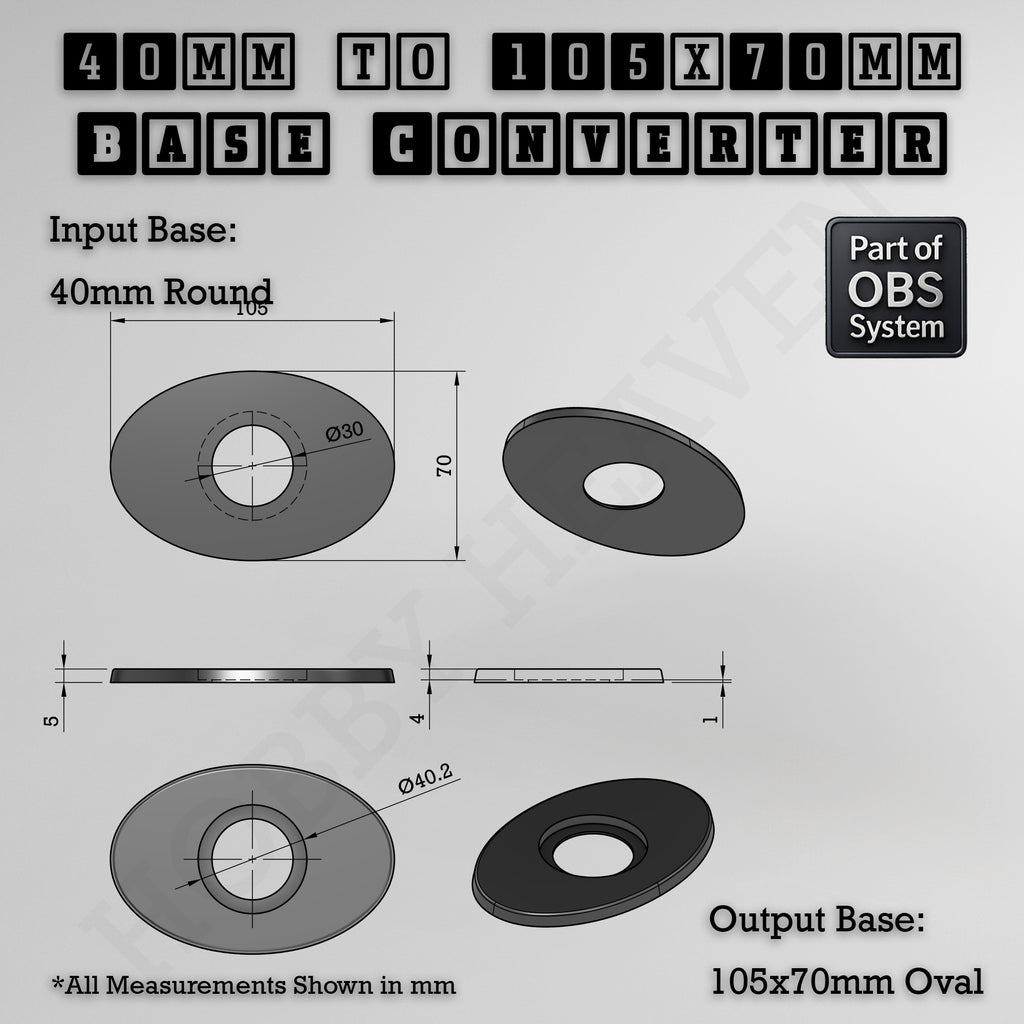 Round To Oval Bases Size Converters 3d Print Full Range
