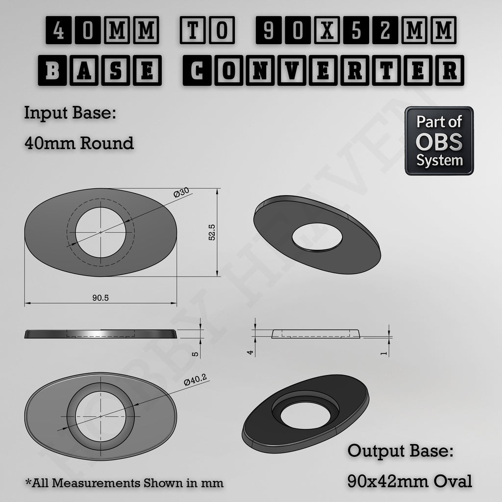Round To Oval Bases Size Converters 3d Print Full Range