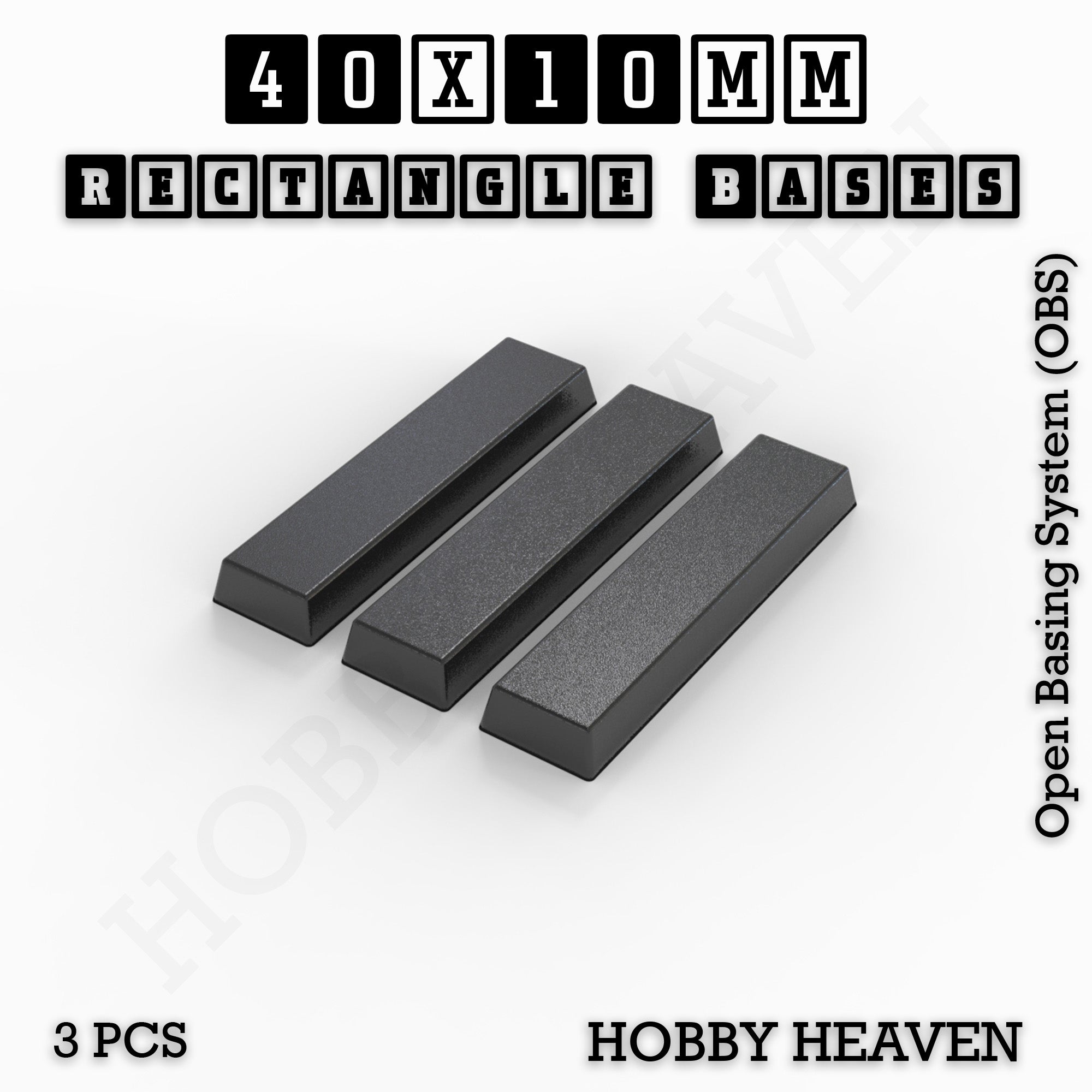 Rectangle Bases Range Sizes - 75x30mm to 125x40mm Medium Sizes 3d Print Full Range Tabletop Games