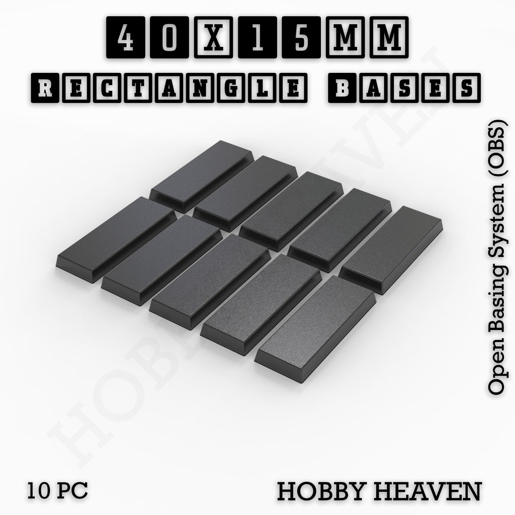 Rectangle Bases Range Sizes - 75x30mm to 125x40mm Medium Sizes 3d Print Full Range Tabletop Games