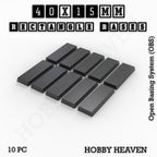 Rectangle Bases Range Sizes - 75x30mm to 125x40mm Medium Sizes 3d Print Full Range Tabletop Games