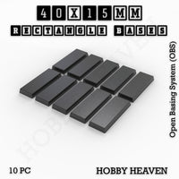 Rectangle Bases Range Sizes - 20x15mm to 75x25mm Small Sizes 3d Print Full Range Tabletop Games
