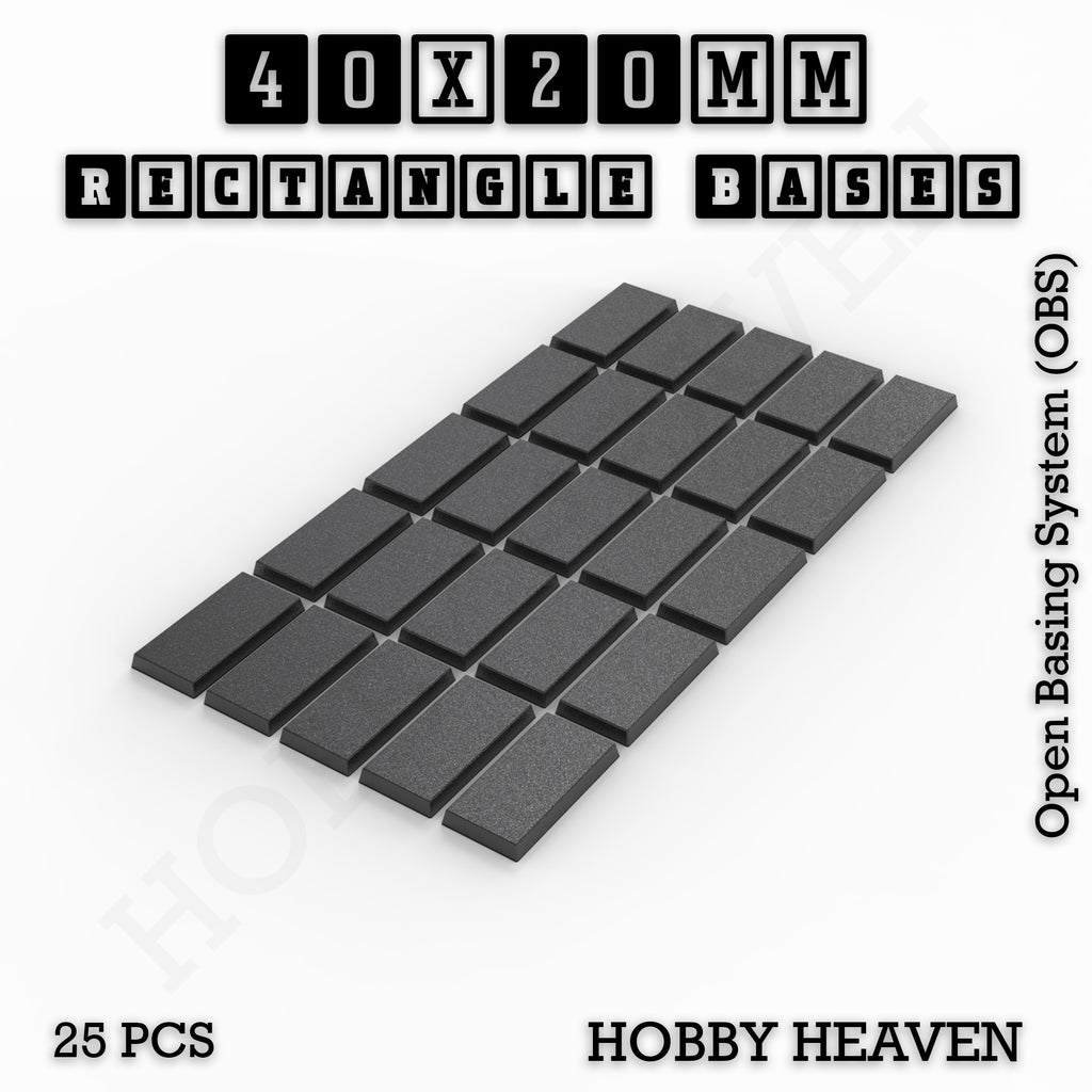 Rectangle Bases Range Sizes - 75x30mm to 125x40mm Medium Sizes 3d Print Full Range Tabletop Games