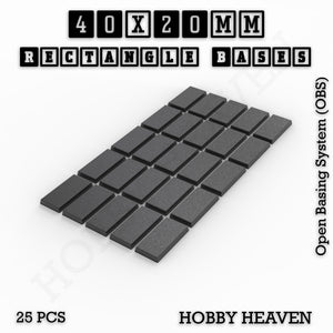 Rectangle Bases Range Sizes - 20x15mm to 75x25mm Small Sizes 3d Print Full Range Tabletop Games