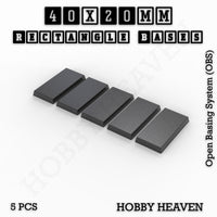 Rectangle Bases Range Sizes - 20x15mm to 75x25mm Small Sizes 3d Print Full Range Tabletop Games

