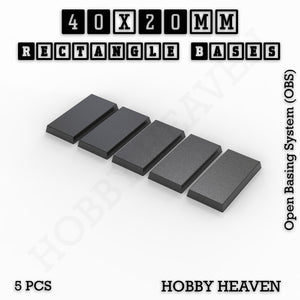 Rectangle Bases Range Sizes - 20x15mm to 75x25mm Small Sizes 3d Print Full Range Tabletop Games