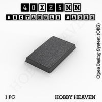 Rectangle Bases Range Sizes - 20x15mm to 75x25mm Small Sizes 3d Print Full Range Tabletop Games
