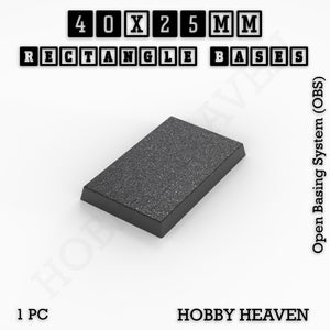 Rectangle Bases Range Sizes - 20x15mm to 75x25mm Small Sizes 3d Print Full Range Tabletop Games