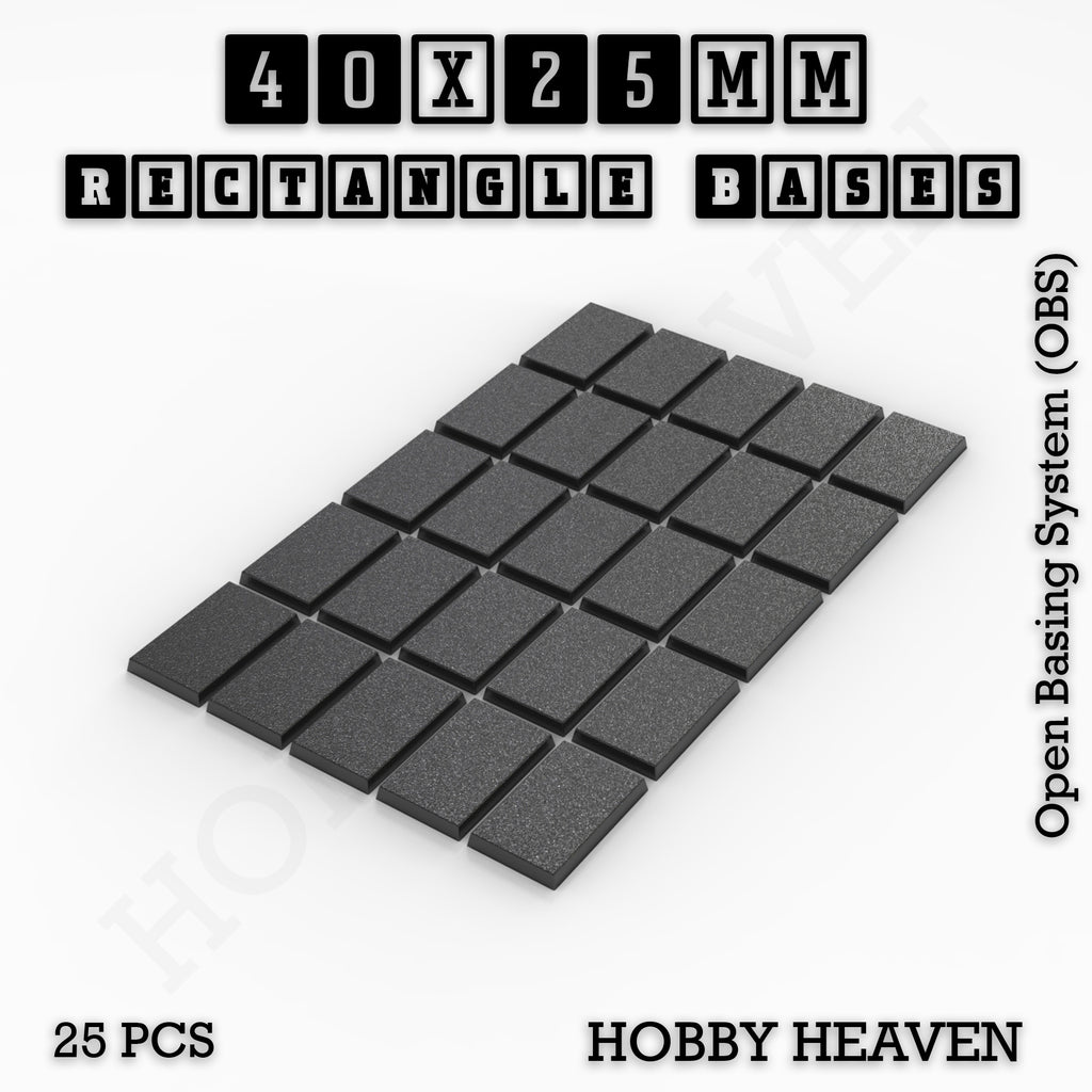 Rectangle Bases Range Sizes - 75x30mm to 125x40mm Medium Sizes 3d Print Full Range Tabletop Games