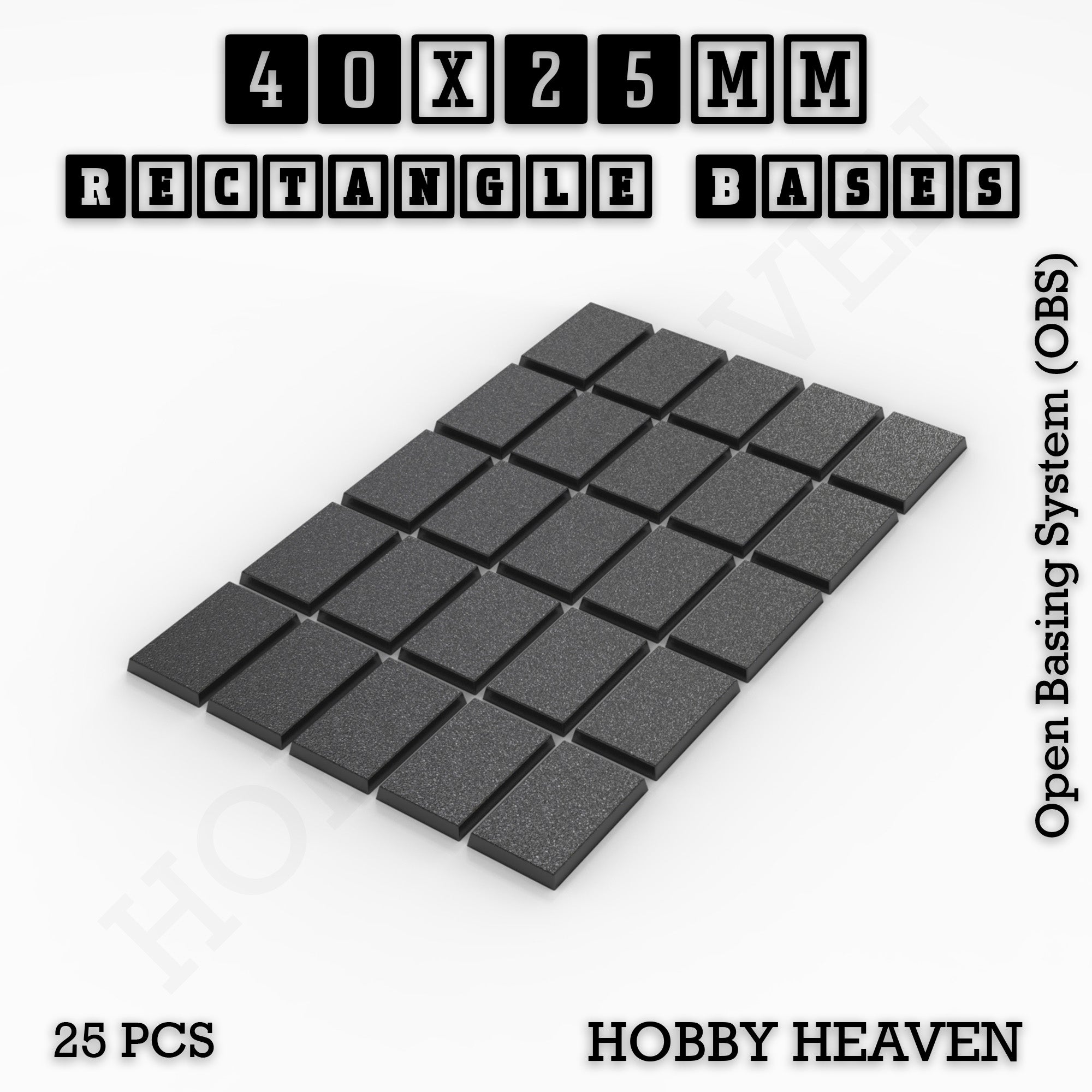 Rectangle Bases Range Sizes - 75x30mm to 125x40mm Medium Sizes 3d Print Full Range Tabletop Games