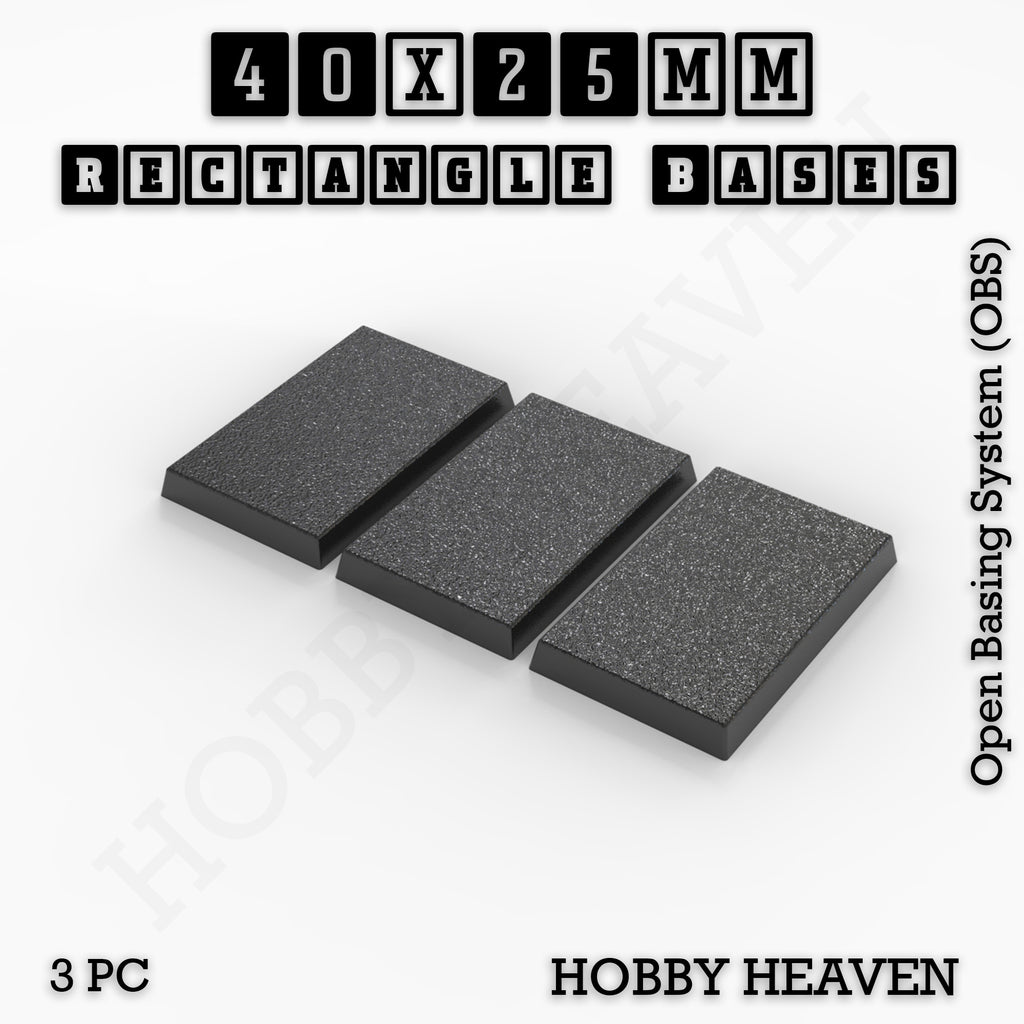 Rectangle Bases Range Sizes - 75x30mm to 125x40mm Medium Sizes 3d Print Full Range Tabletop Games