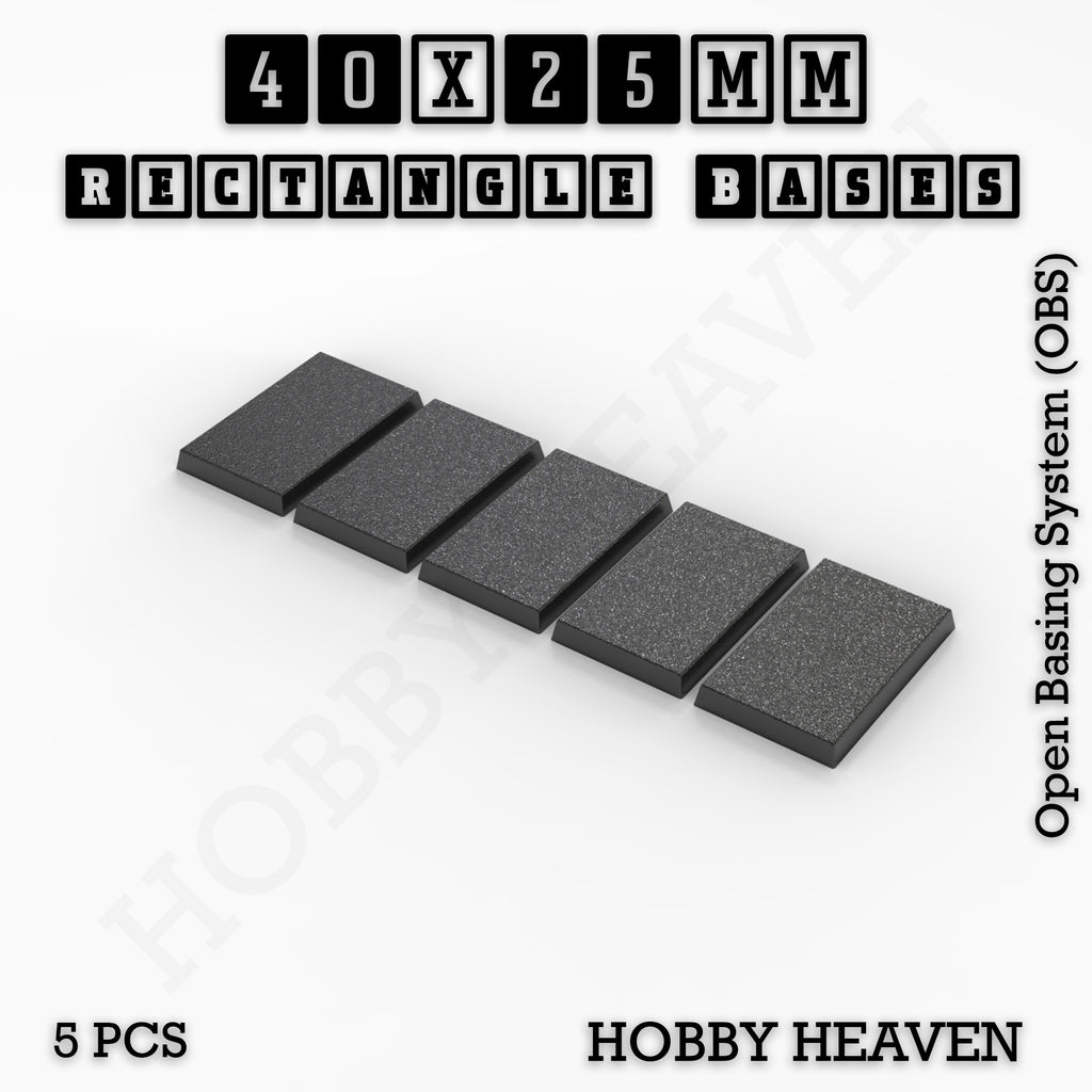 Rectangle Bases Range Sizes - 75x30mm to 125x40mm Medium Sizes 3d Print Full Range Tabletop Games