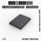 Rectangle Bases Range Sizes - 75x30mm to 125x40mm Medium Sizes 3d Print Full Range Tabletop Games