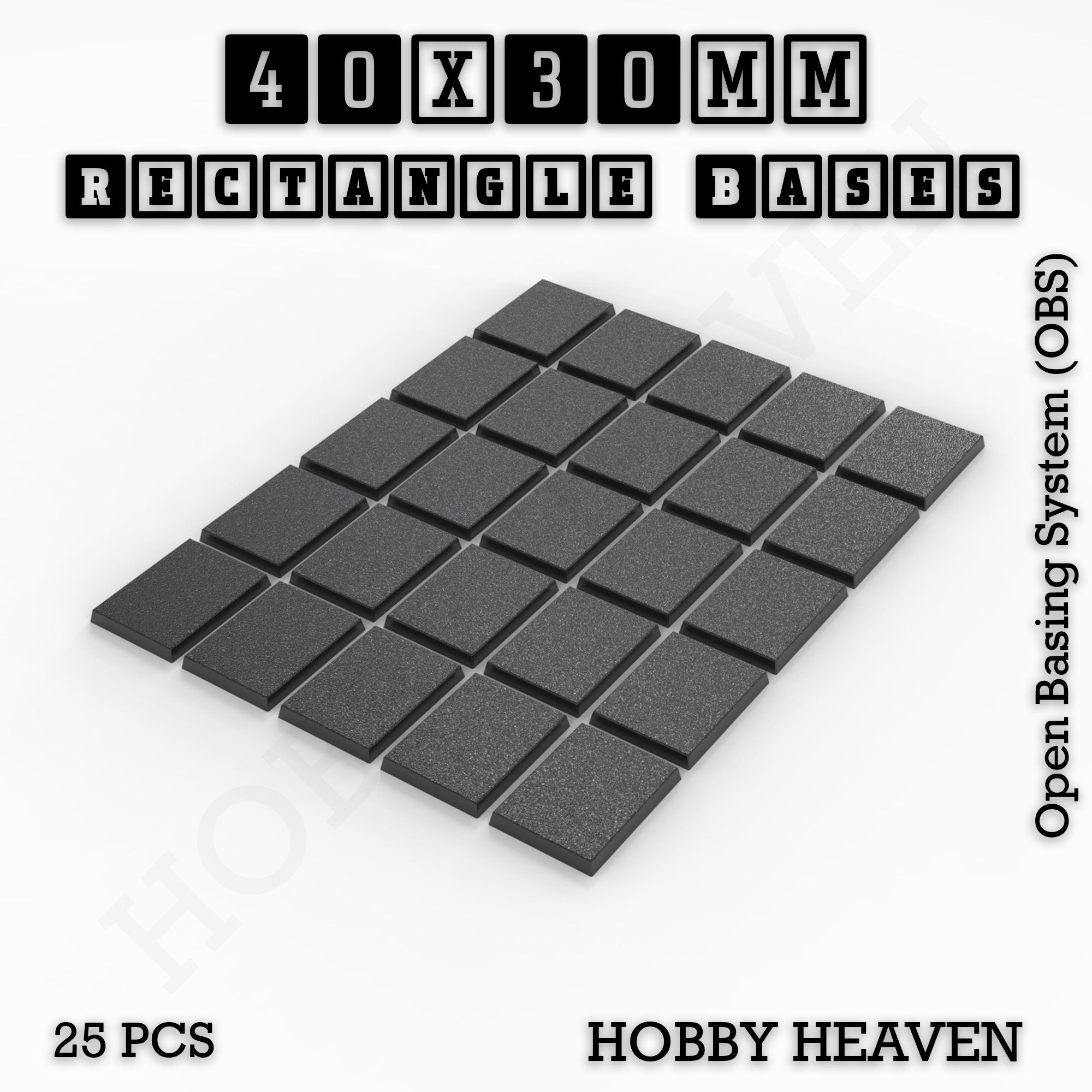 Rectangle Bases Range Sizes - 75x30mm to 125x40mm Medium Sizes 3d Print Full Range Tabletop Games