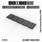 Rectangle Bases Range Sizes - 75x30mm to 125x40mm Medium Sizes 3d Print Full Range Tabletop Games