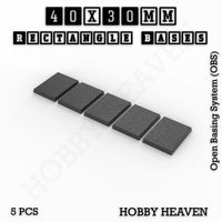 Rectangle Bases Range Sizes - 20x15mm to 75x25mm Small Sizes 3d Print Full Range Tabletop Games
