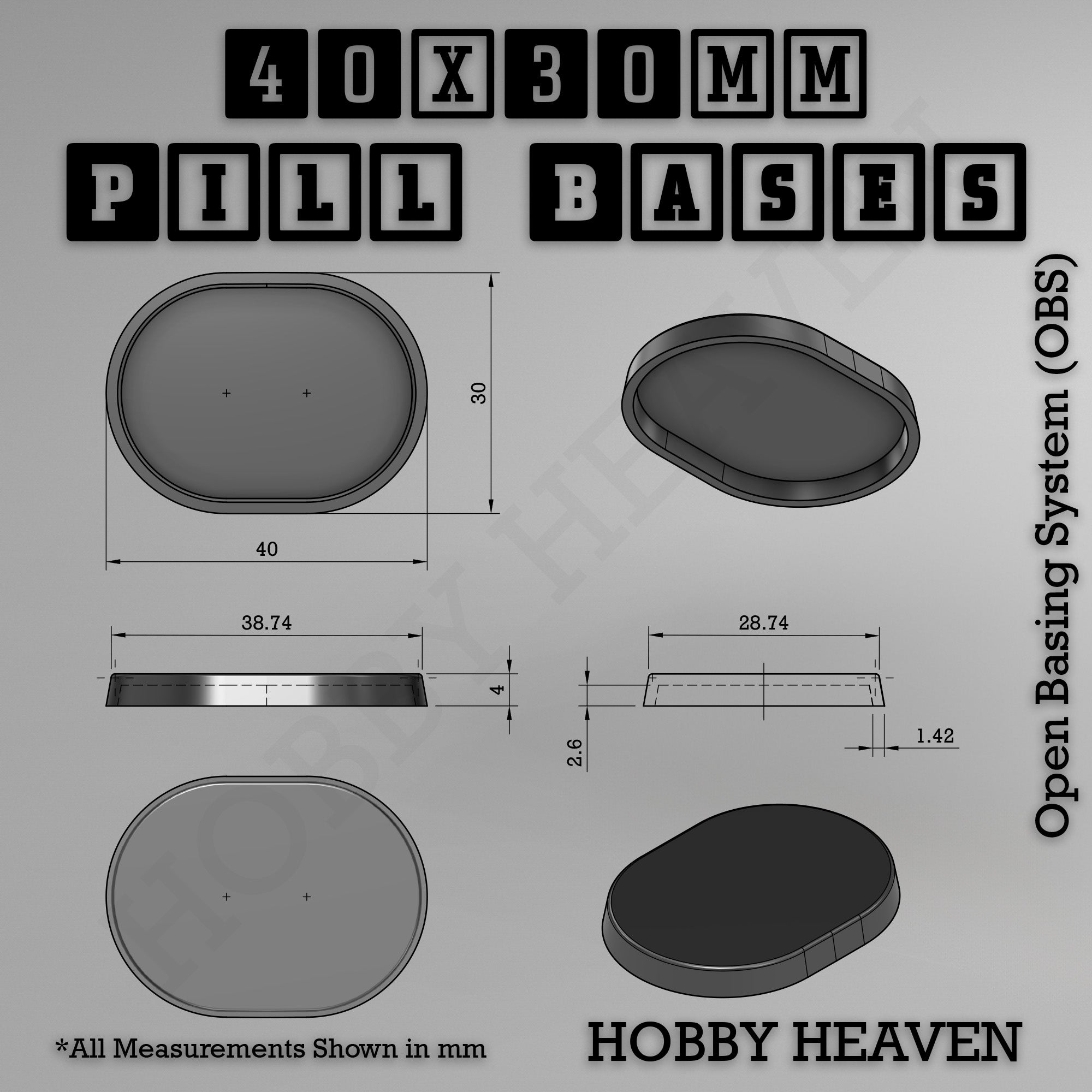 Pill Bases Range - 3d Print Full Range Tabletop Games