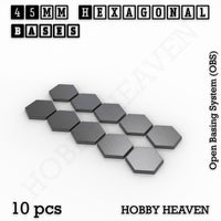 Hexagonal Bases 10mm to 200mm 3d Print Full Range Tabletop Games
