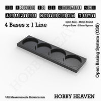 Round to Square Movement Trays Adapters for Tabletop Games
