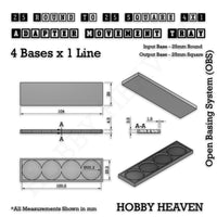Round to Square Movement Trays Adapters for Tabletop Games
