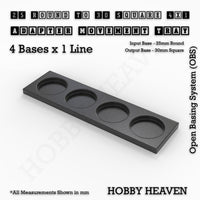 Round to Square Movement Trays Adapters for Tabletop Games
