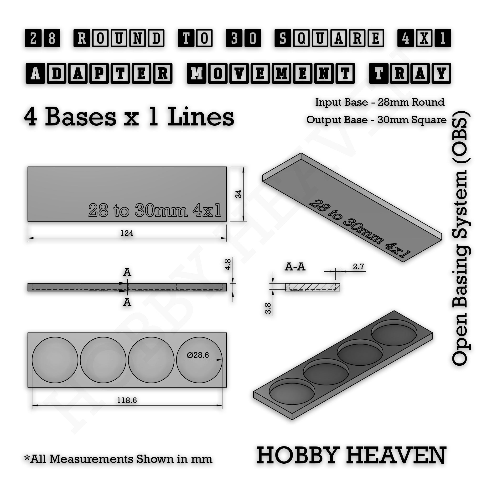 Round to Square Movement Trays Adapters for Tabletop Games
