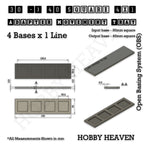 Technical drawing of the 30 to 40 mm square adapter, 4 × 1 formation: 164 × 44 mm overall, 4.8 mm tall.