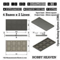 Square and Rectangle Movement Trays Adapters for Tabletop Games
