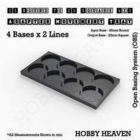 Round to Square Movement Trays Adapters for Tabletop Games