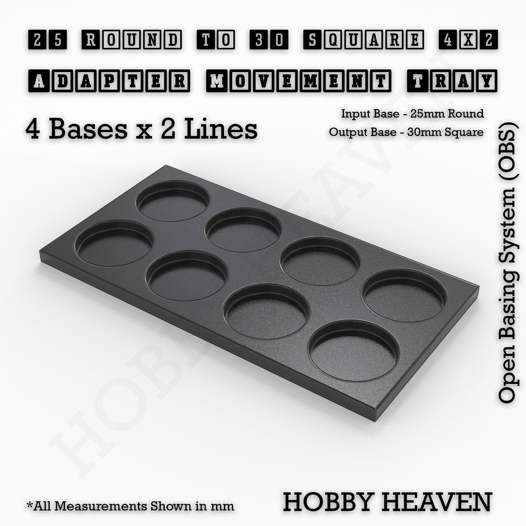 Round to Square Movement Trays Adapters for Tabletop Games
