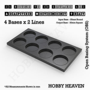 Round to Square Movement Trays Adapters for Tabletop Games