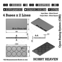 Round to Square Movement Trays Adapters for Tabletop Games
