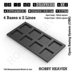 CGI render of the 30 to 40 mm square adapter, 4 × 2 formation, with 8 seats for 30 mm square bases.