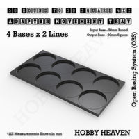 Round to Square Movement Trays Adapters for Tabletop Games

