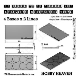 Round to Square Movement Trays Adapters for Tabletop Games