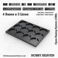 Round to Square Movement Trays Adapters for Tabletop Games
