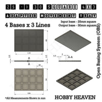 Square and Rectangle Movement Trays Adapters for Tabletop Games
